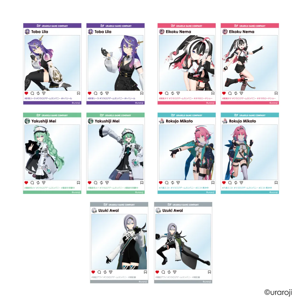 タレント5名のSNS風クリアカード